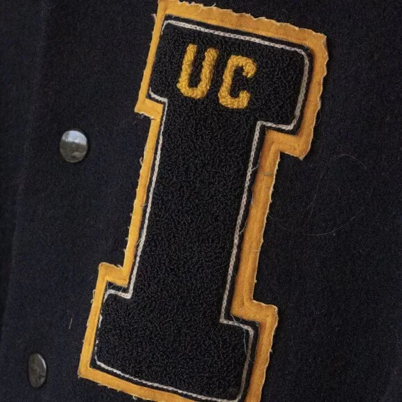 Whiting Vintage 60s Varsity Jacket Leather Wool Collegiate I U of C Preppy Coat